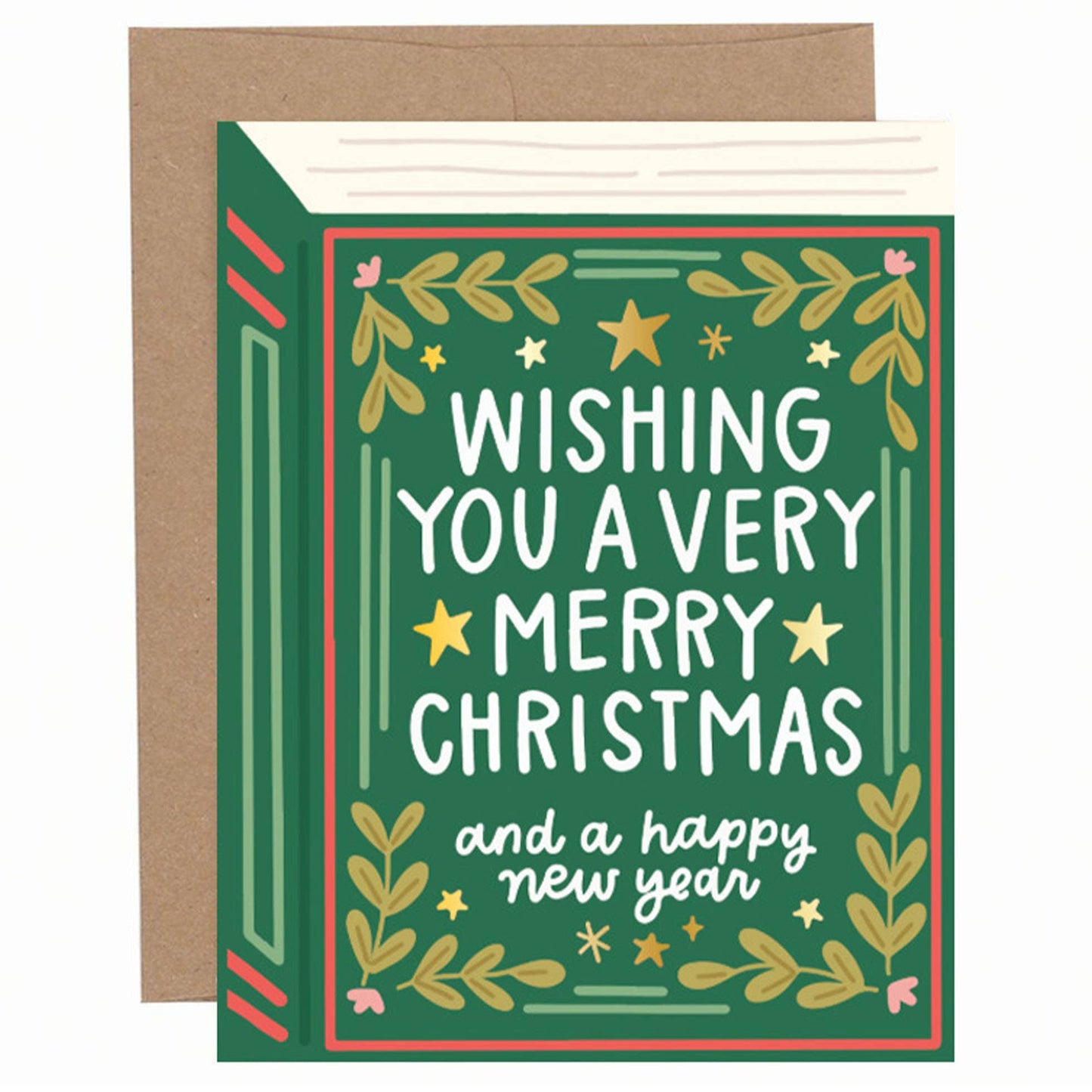 Very Merry Christmas Book Holiday Greeting Card
