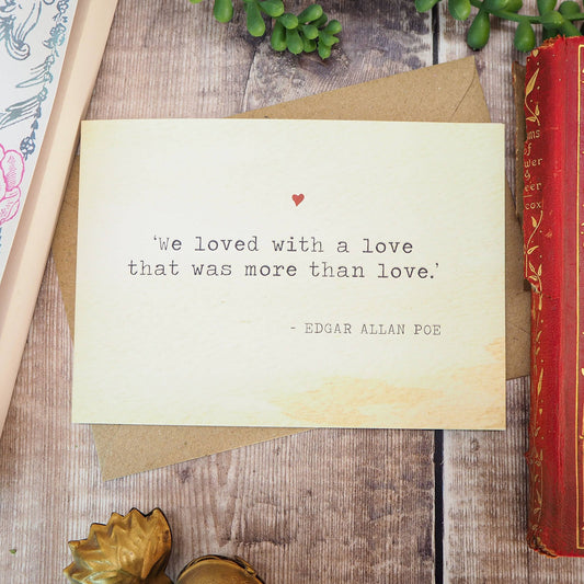 Literature Lovers Card Edgar Allan Poe Quote Valentines