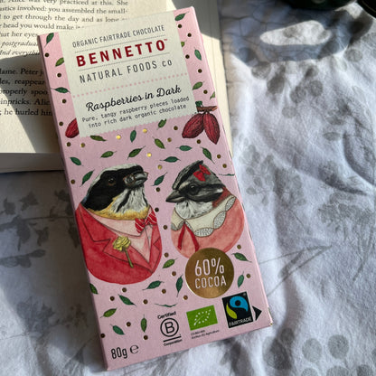 Bennetto Raspberries in Dark Chocolate 80g