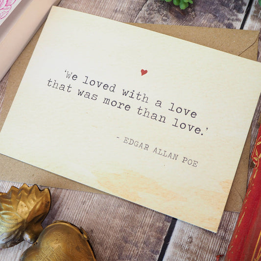 Literature Lovers Card Edgar Allan Poe Quote Valentines