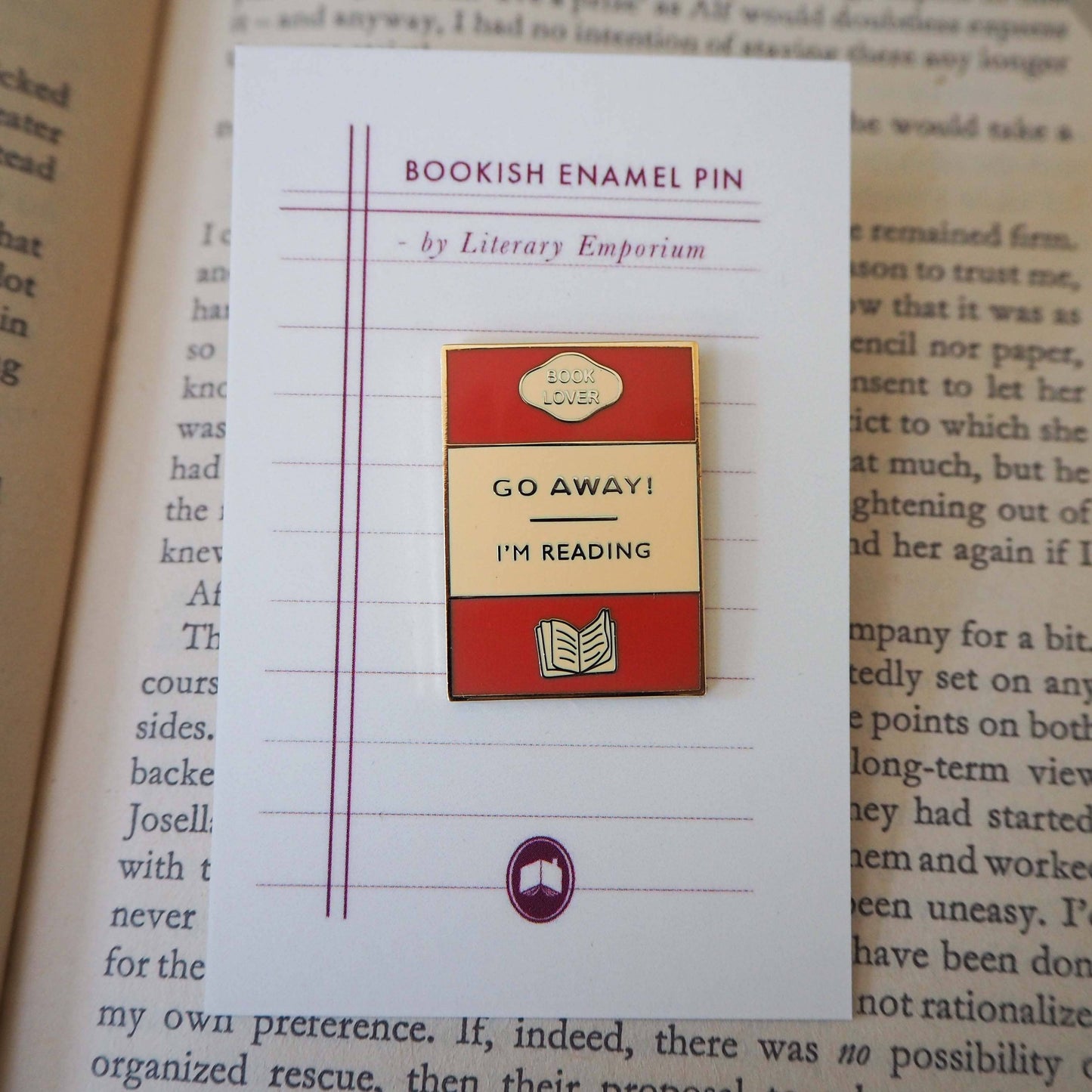 'Go Away I'm Reading' Enamel Pin