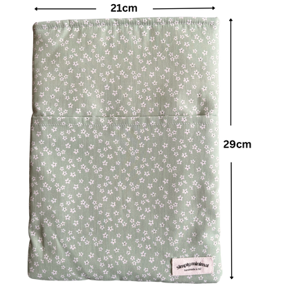 Book Sleeve - Green Daisy