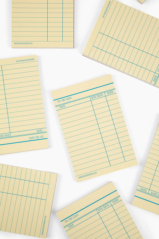 Library Card Notepad - Yellow