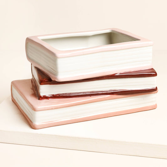 Stack of Books Ceramic Planter