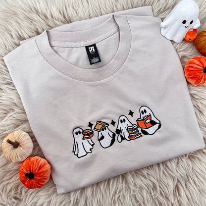 Bookish Ghosts Embroidered Tshirt