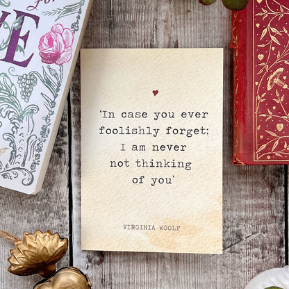 Literature Lovers Card Virginia Woolf Quote Valentines
