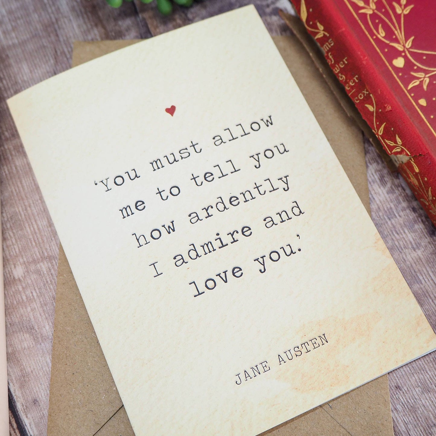 Pride and Prejudice Valentine’s Card – Jane Austen Quote