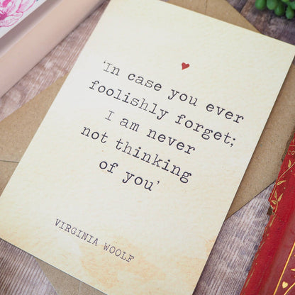 Literature Lovers Card Virginia Woolf Quote Valentines