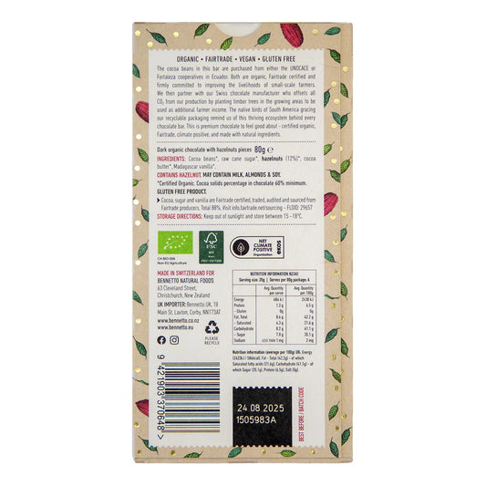 Bennetto Toasted Hazelnut Chocolate 80g