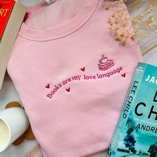 Books are My Love Language Embroidered Crew