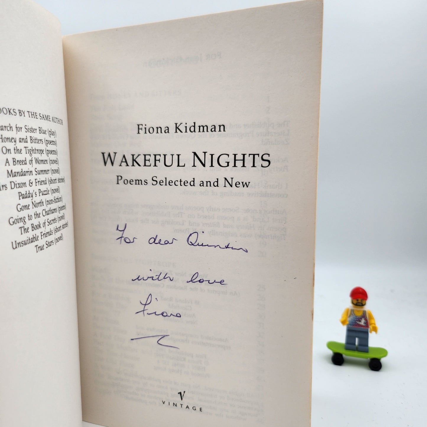 Wakeful nights: Poems, selected and new - Fiona Kidman (Signed Dedication by Author)